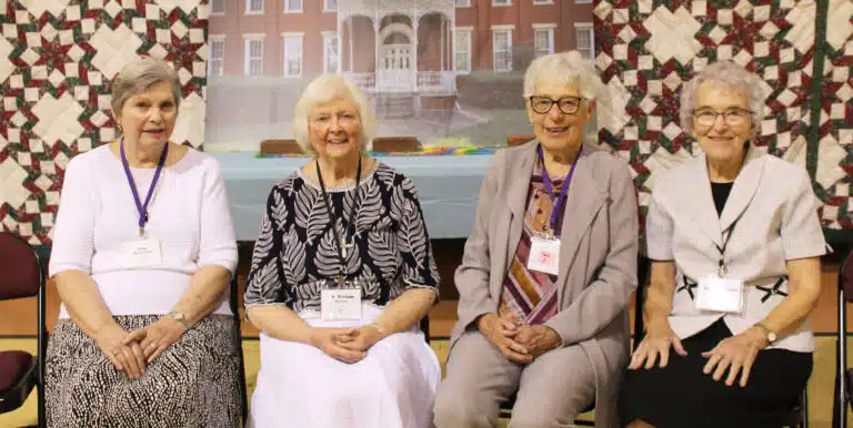 Class of 1957, From left, Lila Green Gehrke, Sister Vivian Bowles, Virginia “Ginger” Ford Green, and Sister Ann Patrice Cecil. Class of 1957, From left, Lila Green Gehrke, Sister Vivian Bowles, Virginia “Ginger” Ford Green, and Sister Ann Patrice Cecil.