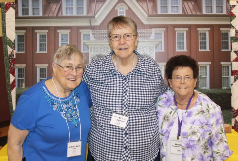 Class of 1963, Sister Karla Kaelin, left, Sister Melissa Tipmore, center, and Phyllis Thomas Troutman.