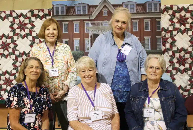 Class of 1968, seated from left, Carole Caummisar Sanders, Judy Deweese King, and Sara Olges Holden; standing from left, Deborah Lord Campisano and Georgia Warren Bottles. Class of 1968, seated from left, Carole Caummisar Sanders, Judy Deweese King, and Sara Olges Holden; standing from left, Deborah Lord Campisano and Georgia Warren Bottles.