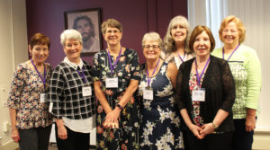 1968: From left, Judy Ochsner Yates, Sister Pam Mueller, Carole Caummisar Sanders, Sara Olges Holden, Rita Molohon Beckman, Deborah Lord Campisano and Judy Deweese King.