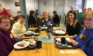 Meal time at the Retreat Center is always a wonderful time for fellowship. Sharing breakfast together are, from left, Barbara Imel, Phyllis Huggins, Sabrina Farley, Cassi Nushart and Betty Stone.