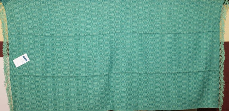 #68 Green two-tone shawl; 41x74; $125