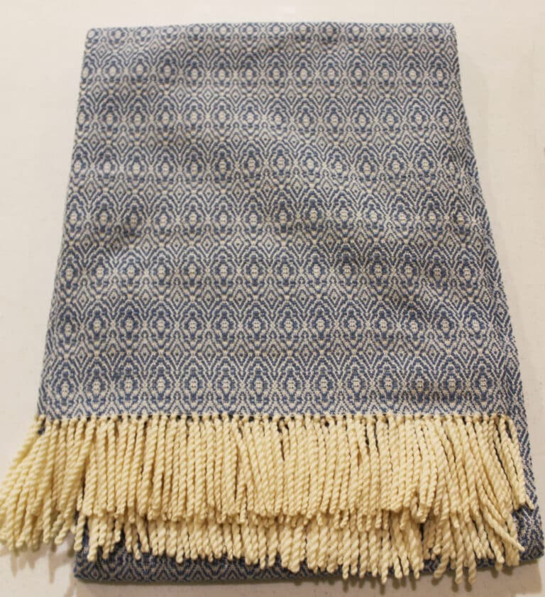 #71 Dusty blue shawl; 41x74; $125