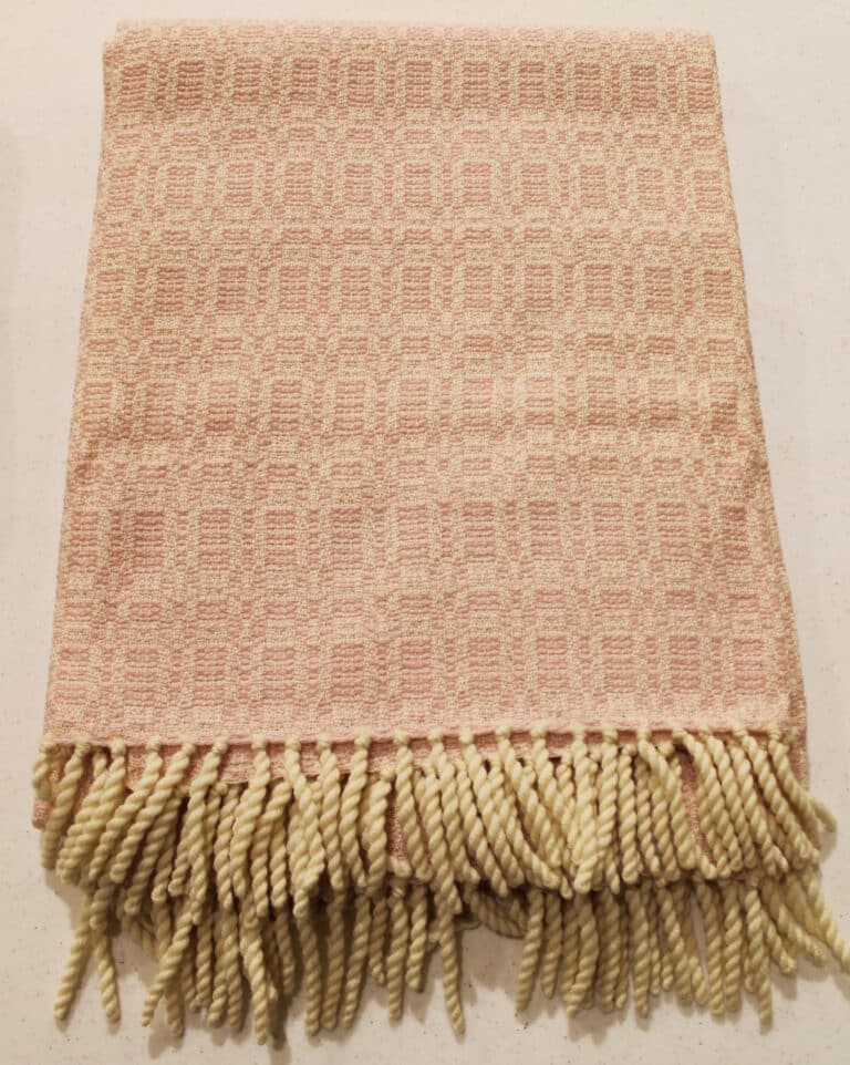 73 Pink shawl; 41x74; $125