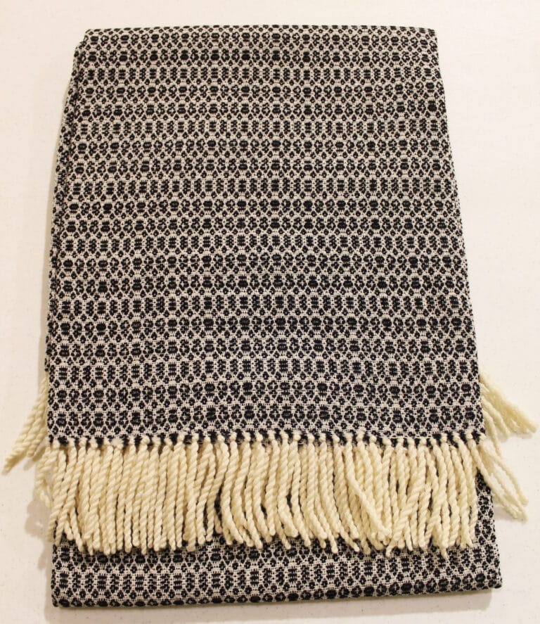#74 Black and White shawl; 41x74; $125