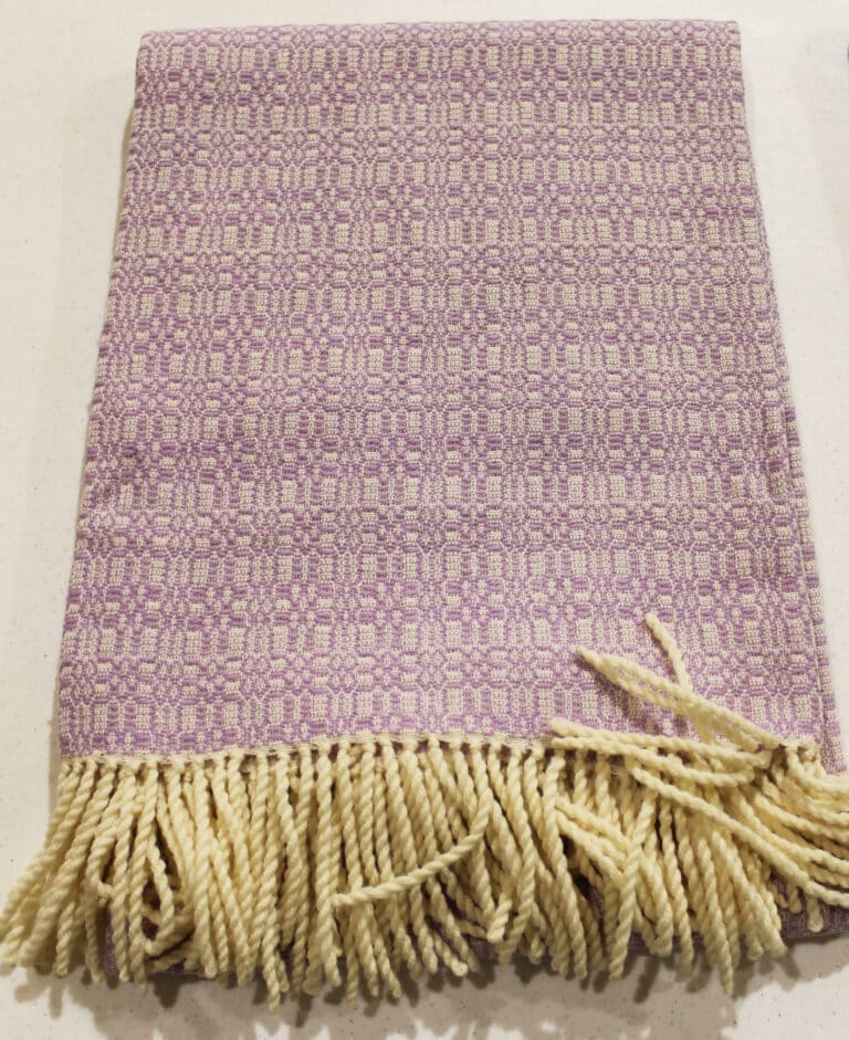 #75 Lavender shawl; 41x74; $125