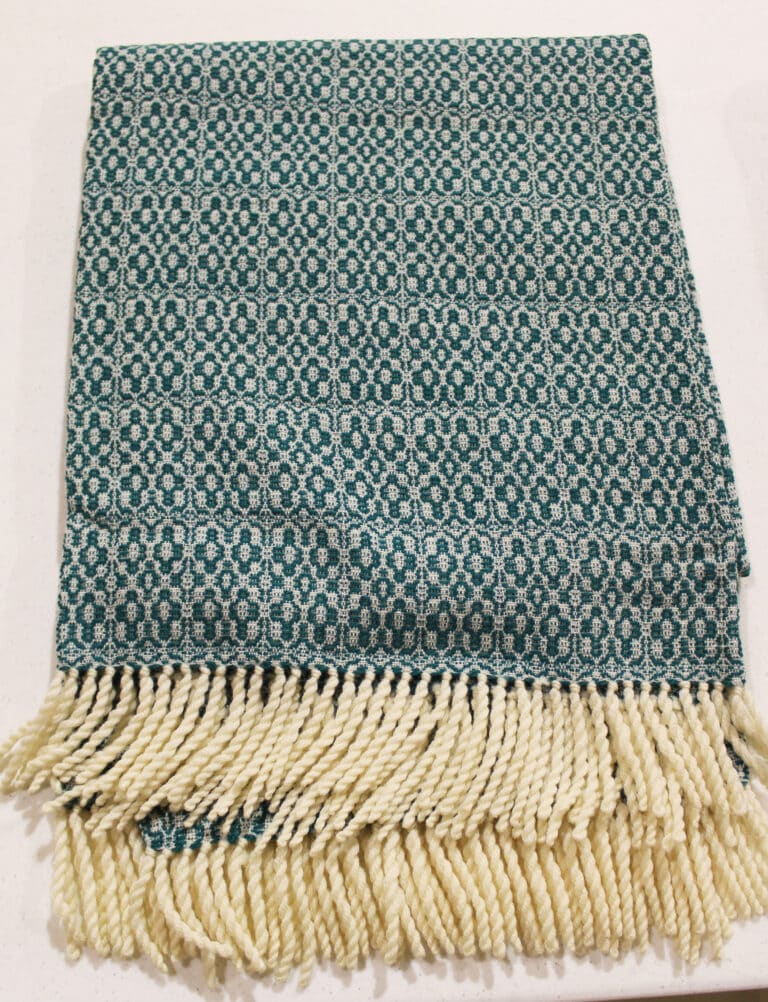 #76 Teal shawl; 41x74; $125