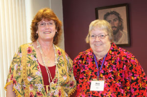 Abbott and Costello: The registration process went smoothly, even though fate was tempted by having (Doreen) Abbott and (Mary) Costello in charge. Mary is the class of 1965 and Doreen is coordinator of Ursuline Partnerships.