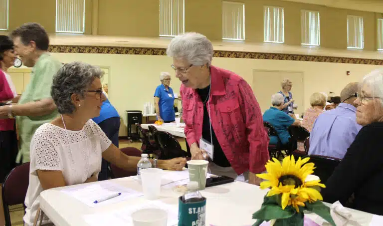 Sister Nancy Murphy, right, stops by to say hello to Associate Maryann Joyce. Joyce used to be the director of the Mount Saint Joseph Conference and Retreat Center. Sister Nancy Murphy, right, stops by to say hello to Associate Maryann Joyce. Joyce used to be the director of the Mount Saint Joseph Conference and Retreat Center.