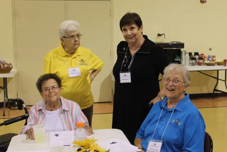 Left to right, Associate Phyllis Troutman, Sister Cecelia Joseph “C.J.” Olinger, Associate Bonnie Marks, and Sister Emma Anne Munsterman catch up with one another. Left to right, Associate Phyllis Troutman, Sister Cecelia Joseph “C.J.” Olinger, Associate Bonnie Marks, and Sister Emma Anne Munsterman catch up with one another.