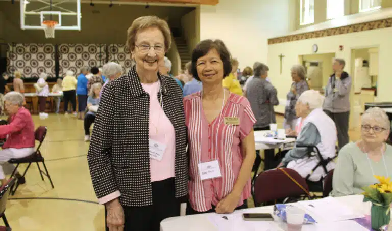 Sister Susan Mary Mudd, left, poses with Rory Polio, an Associate with the Louisville Ursulines. Rory wanted to get a lot of photos of the day. Sister Susan Mary Mudd, left, poses with Rory Polio, an Associate with the Louisville Ursulines. Rory wanted to get a lot of photos of the day.