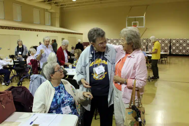 Sister Mary McDermott, left, and Sister Sharon Sullivan chat with Marilyn Terry. Sister Mary McDermott, left, and Sister Sharon Sullivan chat with Marilyn Terry.