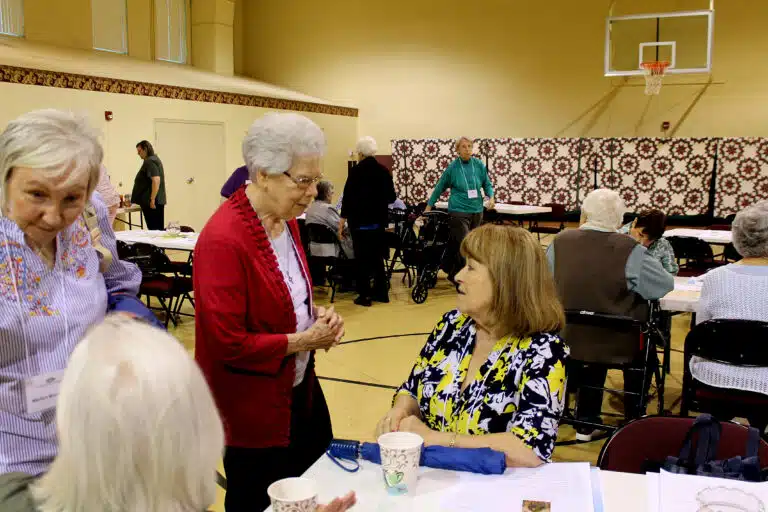 Sister Nancy Murphy talks to Associate Carol O’Keefe of Overland Park, Kansas. Sister Nancy Murphy talks to Associate Carol O’Keefe of Overland Park, Kansas.