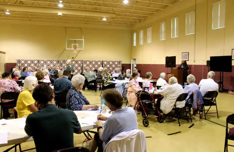 All the attendees listen to the presentation by Friar Ken Bartsch. He was taught by the Ursuline Sisters of Mount Saint Joseph in grade school in Louisville. All the attendees listen to the presentation by Friar Ken Bartsch. He was taught by the Ursuline Sisters of Mount Saint Joseph in grade school in Louisville.