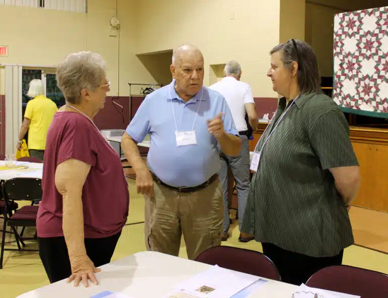 Associate Ed Cecil of Owensboro catches up with Sister Betsy Moyer, left, and Sister Monica Seaton in Maple Hall. Associate Ed Cecil of Owensboro catches up with Sister Betsy Moyer, left, and Sister Monica Seaton in Maple Hall.