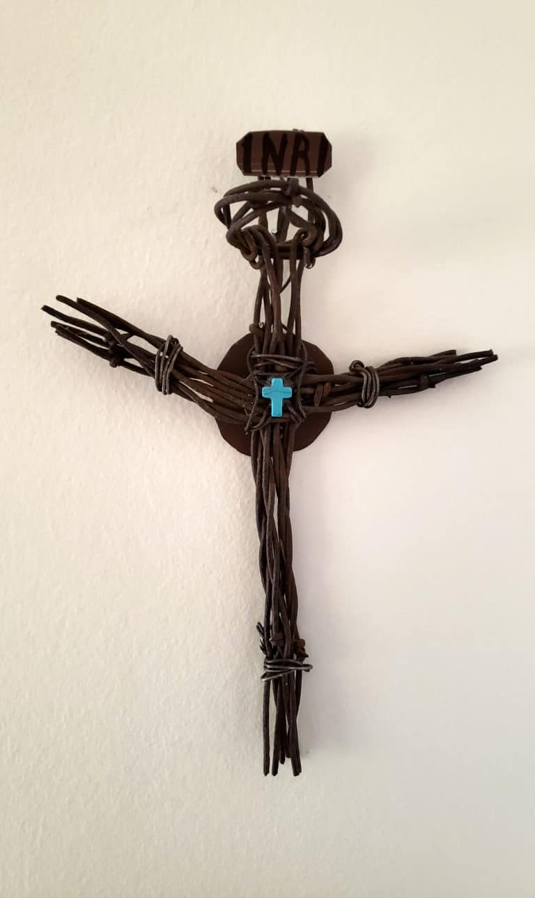 Sister Michele Morek shared the story of this barbed wire cross: 