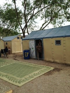 One of the new tents built to serve Global Rescue Management.