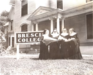 Sisters survey plans for Brescia College in 1955.