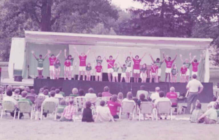 Music campers on stage, 1984.