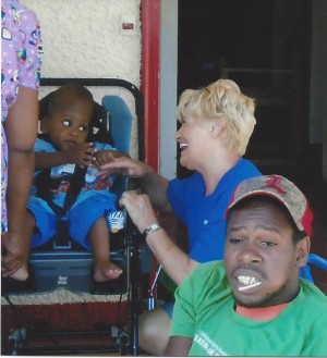 Carol Hill in Jamaica with baby
