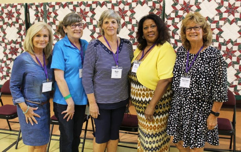 The class of 1975 are, from left, Lisa Calhoun, Kay Drury Clark, Marie Collins, Marva Abram Crutcher and Mary-Anne Cossey Powers