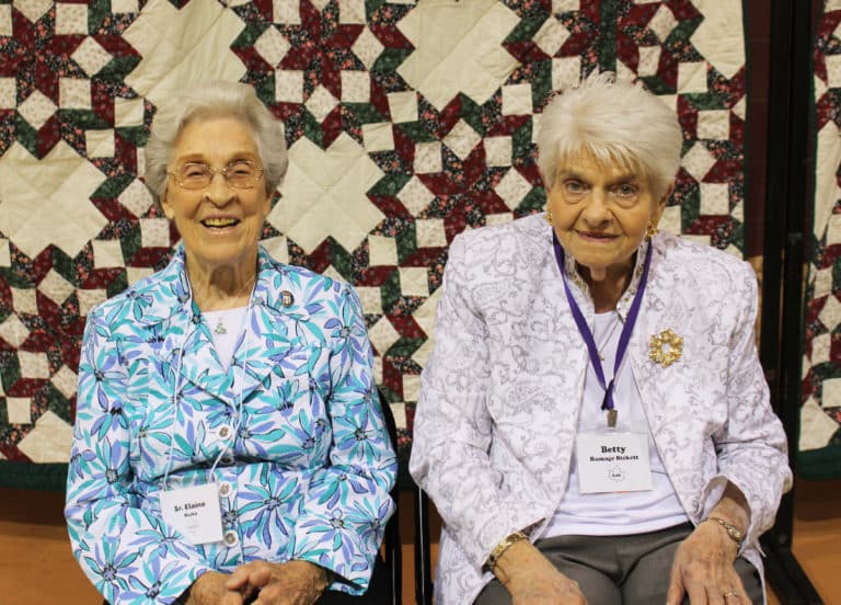 The class of 1949 is Sister Elaine Burke, left, and Betty Rumage Bickett.