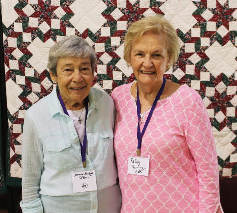 The class of 1956 is, from left, Jeannie Bickett Calhoun and Patsy Thompson.