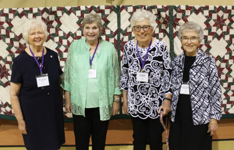 The class of 1957 is, from left, Sister Vivian Bowles, Lila Green Gehrke, Virginia Ford Green and Sister Ann Patrice Cecil.