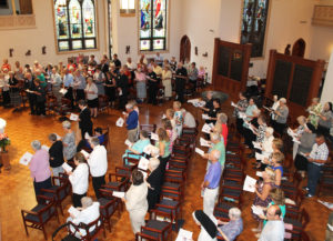 A mixture of friends and sisters filled the Motherhouse Chapel for the 2 p.m. prayer service.