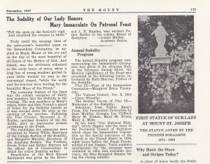 December 1937 Sodality article in The Mount