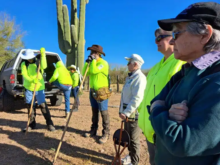 Sister Jacinta, right, with members of Eagles of the Desert, a group that walks the desert in search of migrants whose family members have lost touch with them. Sometimes the group finds human remains in their search. Sister Jacinta, right, with members of Eagles of the Desert, a group that walks the desert in search of migrants whose family members have lost touch with them. Sometimes the group finds human remains in their search.