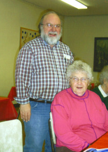 Sister Catherine poses with Father Roger Karban in 2004. Father Karban led scripture classes at the Belleville motherhouse for 25 years.