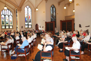 The Motherhouse Chapel was full of Ursuline Sisters to welcome Sister Stephany to the community.