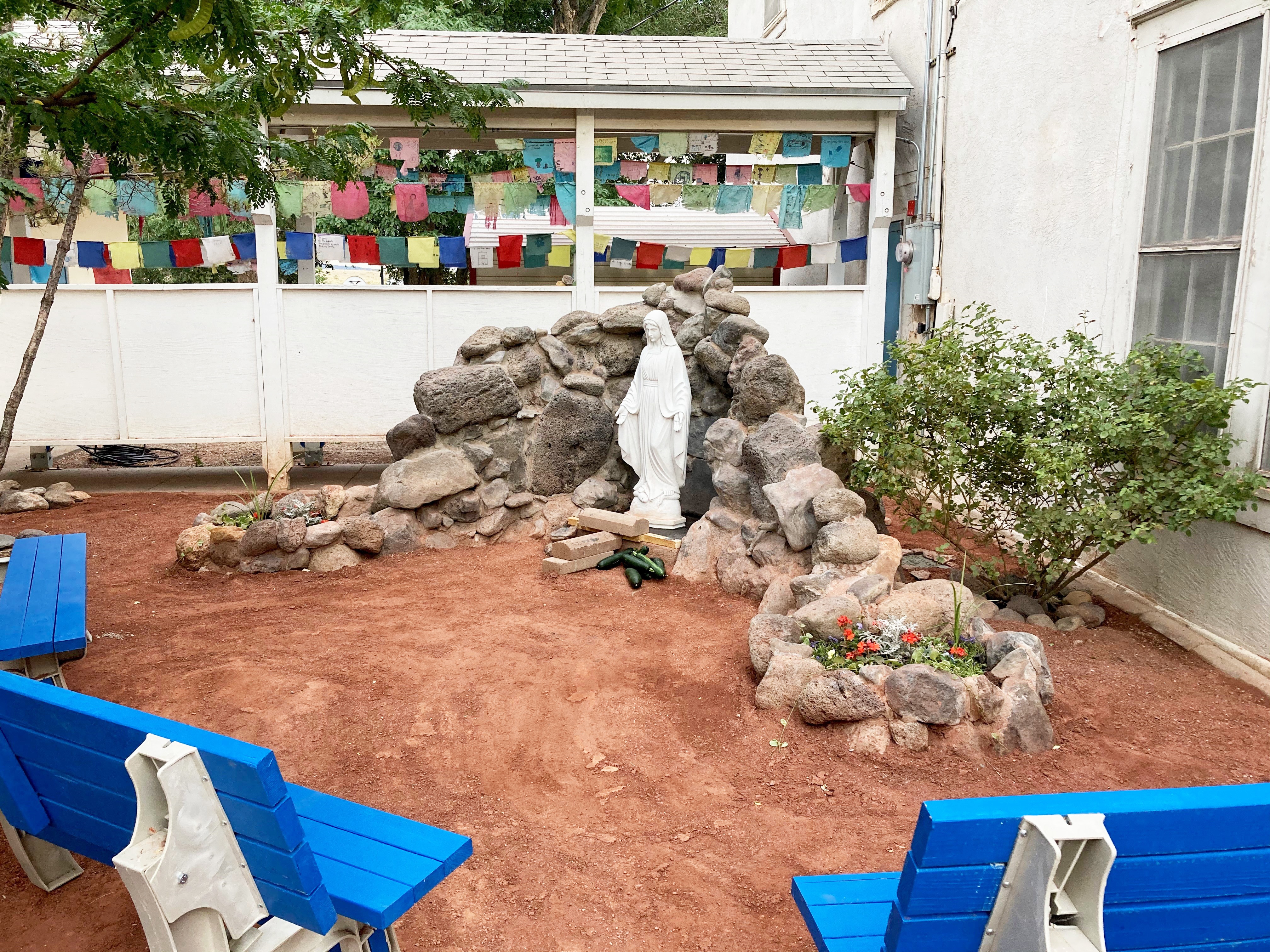 The grotto to Our Lady of Peace at St. Joseph Mission School in San Fidel, N.M.
