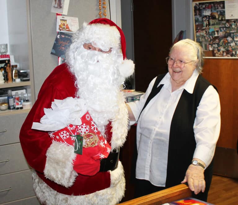 Sister Catherine Marie Lauterwasser couldn’t be happier with the present Santa is bringing her.