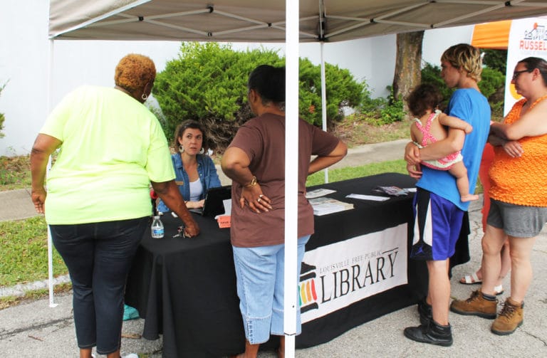 The Louisville Free Public Library had a booth to let people know of all the free services the library offers in their neighborhood.