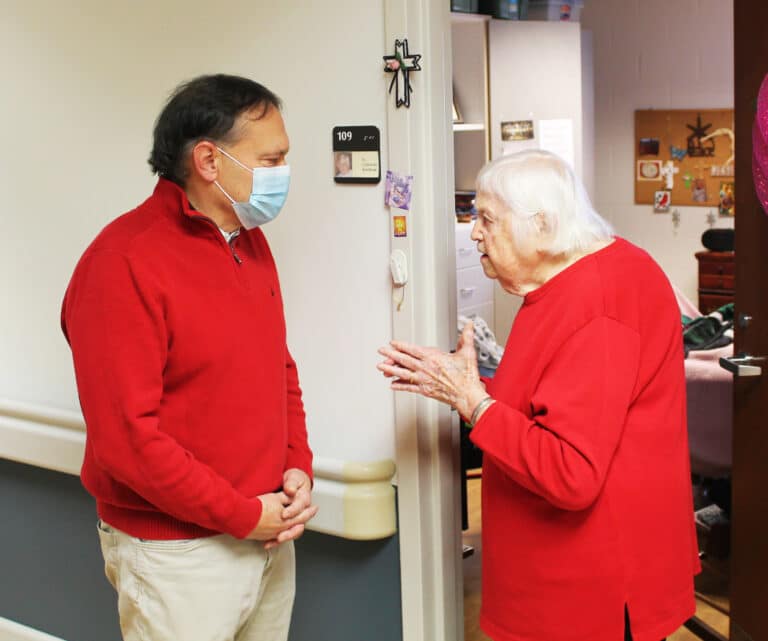 Jeff Andrini, director of Evangelization and Discipleship, talks with Sister Catherine Kaufman about her journey to become an Ursuline of Mount Saint Joseph. Jeff Andrini, director of Evangelization and Discipleship, talks with Sister Catherine Kaufman about her journey to become an Ursuline of Mount Saint Joseph.
