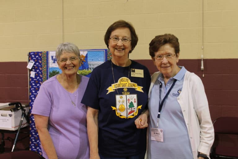 Sister Mary Celine, Sister Susan Mary and Sister Mary Henning watched over the raffle and quilt club tickets