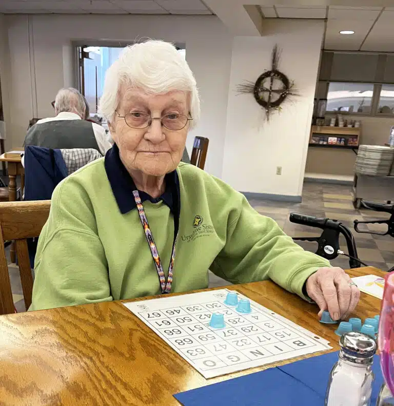 Sister Mary Matthias Ward is just three numbers short of bingo. Sister Mary Matthias Ward is just three numbers short of bingo.