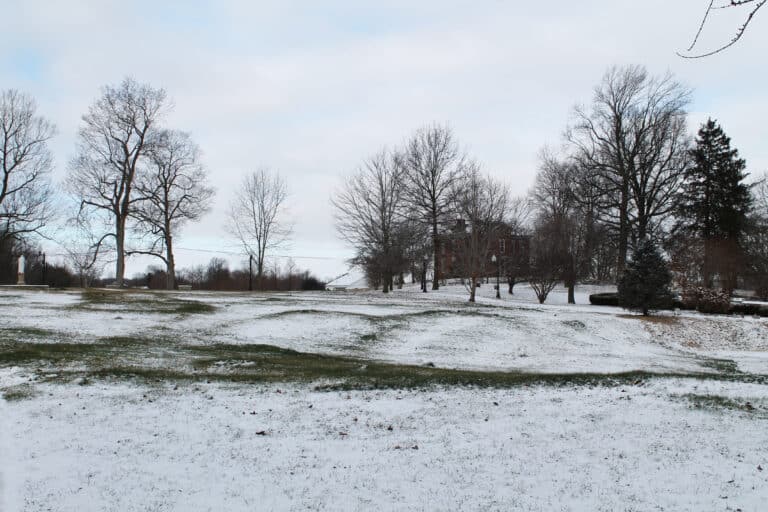 The area where the Academy/Retreat Center stood feels snow for the first time in 149 years.
