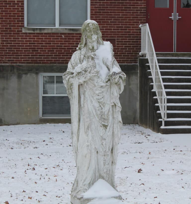 The Saint Agnes statue looks a little chilly.