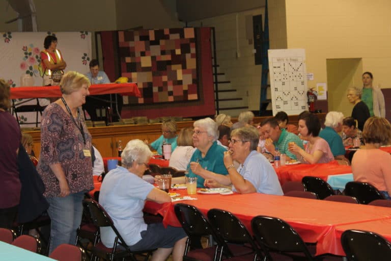 Carol  Braden-Clarke visited with some of the Sisters before bingo started.
