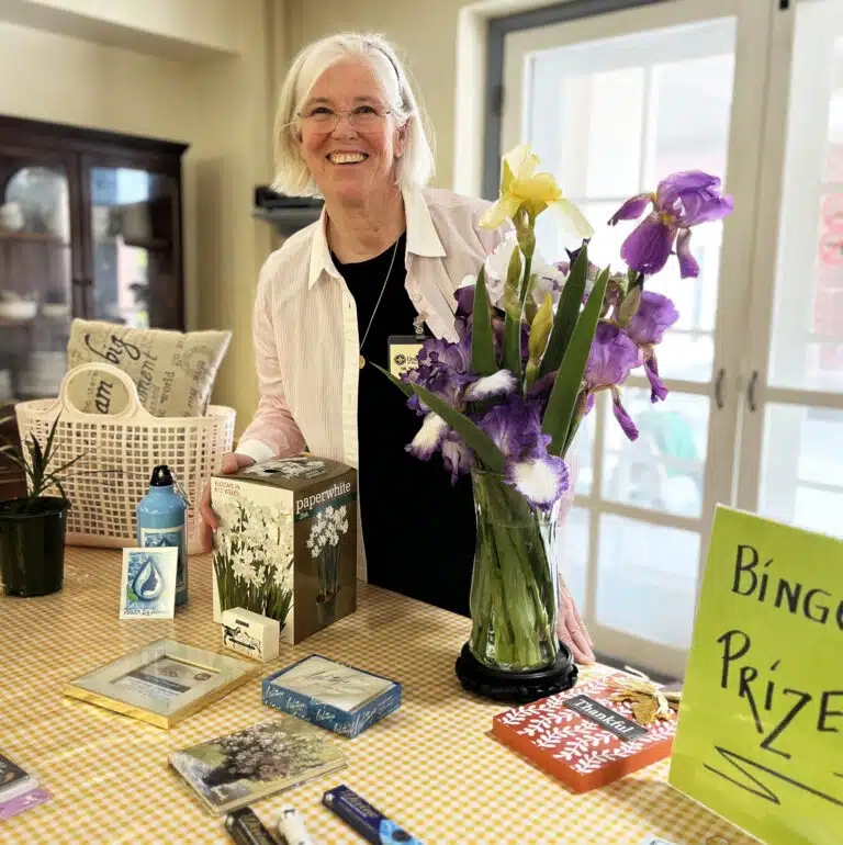 Sister Nancy Liddy keeps order at the gift table. Sister Nancy Liddy keeps order at the gift table.