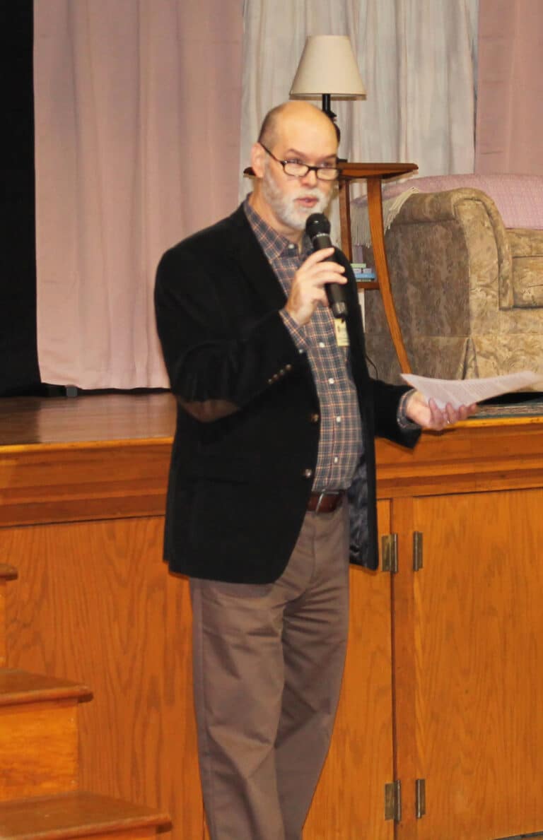 Ursuline Associate Dan Heckel, chairman of the 150th Celebration Planning Committee, details some of the events throughout the year, and introduces his play “Legacy Sisters.”