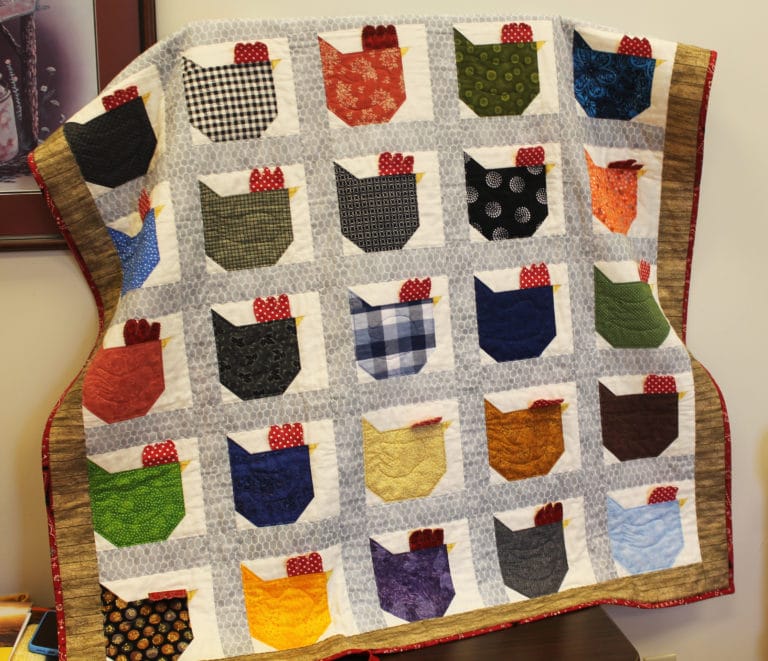 The final result should look something like this, but each completed chicken quilt will look different, Hicks said.