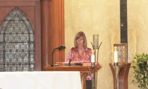 Ursuline Associate Rise Karr read the Scripture reflection, which discussed the Ursulines' mission lived out in our daily lives.