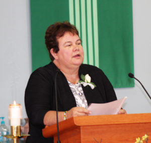 Ursuline Sister Martha Keller reads from Jeremiah 29: 11-14 at the service.