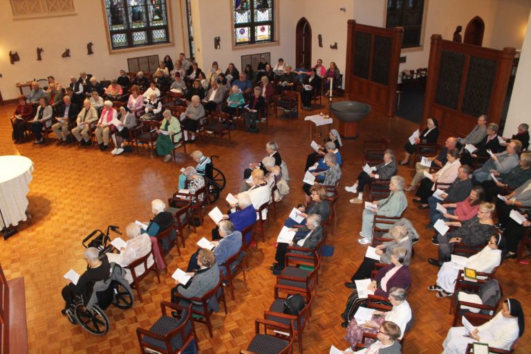 The Motherhouse Chapel was mostly full, with 24 alumnae and their families joining the sisters for Mass.
