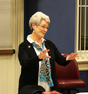Ursuline Sister Pam Mueller talks with the participants about how theological reflection helps with taking care of one’s self. “Self-care isn’t selfish, it’s part of Catholic social teaching,” she said.