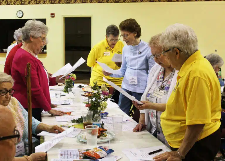 Reading their response to the Associate recommitment are, from left, Sisters Nancy Murphy, Sharon Sullivan, Claudia Hayden, Marie Joseph Coomes and Cecelia Joseph Olinger. Reading their response to the Associate recommitment are, from left, Sisters Nancy Murphy, Sharon Sullivan, Claudia Hayden, Marie Joseph Coomes and Cecelia Joseph Olinger.